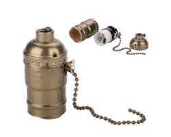 Mmgoqqt - E27 Oude Koper Lampenbehuizing - Aluminium Retro Lampenbase - Met Rits - Schroefmond Lampenbehuizing