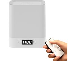Mmgoqqt - Nachtlampje - Camper Ambiënt Lamp - 4800mAh Lange Accuduur - 3 Kleur Temperatuur - Slimme Klok - Verborgen Handvat - Zuiver Wit - 94x105mm - 5V