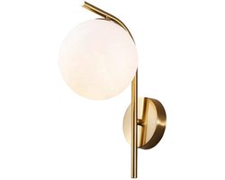 Mmgoqqt Wandlamp Glazen Bol Wandlamp - Mid-Century Moderne Metalen Wandlamp - Witte Glazen Bol Wandlamp - Geschikt voor Badkamer - Kaptafel - Slaapkamer - Gang - Woonkamer - Gang