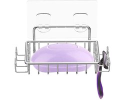 Mmgoqqt - Zeephouder - 304 Rvs - 11X7X18 Cm - 4 Haken - Anti-Slijp - Douche Keuken-Zilver