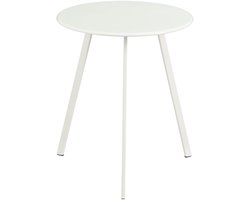 MMica Decorations Seatle Bijzettafel voor Buiten - Salontafel Rond - Plantentafel en Koffietafel - H45 x D38 cm - IJzer - Wit
