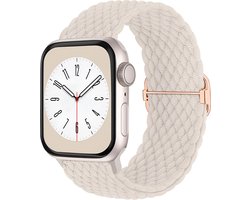 MMOBIEL Gevlochten Solo Loop Horlogebandje Geschikt voor Apple Watch Bandjes 42mm 44mm 45mm 49mm – Rekbaar Vervangende Band Geschikt voor iWatch Ultra / 2 SE, Series 9 8 7 6 5 4 3 2 1 - Starlight