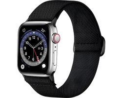 MMOBIEL Rekbaar Solo Loop Horlogebandje Geschikt voor Apple Watch Bandjes 42mm 44mm 45mm 49mm - Nylon Vervangende Band Geschikt voor iWatch Ultra / 2 SE, Series 9 8 7 6 5 4 3 2 1 - Zwart