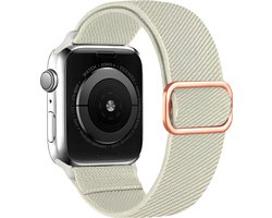 MMOBIEL Rekbaar Solo Loop Horlogebandje Geschikt voor Apple Watch Bandjes 42mm 44mm 45mm 49mm - Nylon Vervangende Band Geschikt voor iWatch Ultra / 2 SE, Series 9 8 7 6 5 4 3 2 1 - Starlight