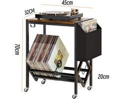 MMP® Platenspeler Kast - Platenspeler Meubel - Ip Kast - 32x45x72cm - Bruin