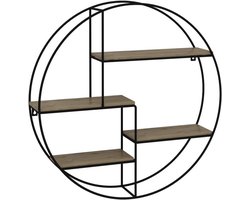MMP ® Wandrek Rond - Wandrek Zwart Metaal - Wandrek Rond Metaal Zwart -Eik - 11cm x 55cm x 55cm "