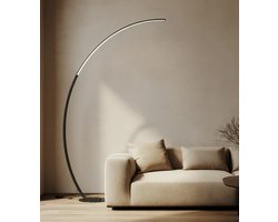 MN Commerce EU LED Gebogen Vloerlamp – Moderne Booglamp van Aluminium – Goud – Zwart - Hoogte 180 cm