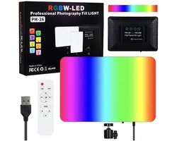 MN Commerce EU RGBW-LED PM-26 – Professioneel Fotografie Fill Light – Instelbaar LED-Licht met Afstandsbediening voor Video & Foto