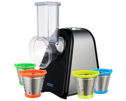 MOA Foodprocessor - Groentesnijder - Hakmolen - Meerdere Opzetstukken - Uiensnijder - RVS/Zwart