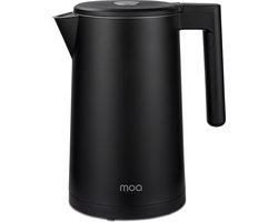 MOA Waterkoker met Temperatuurregeling - 1,7 Liter - Dubbelwandig - Warmhoudfunctie - Elektrische Waterkoker - 2200W - Bouilloire électrique - Zwart