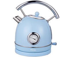 MOA Waterkoker Retro - 1,8 Liter - Elektrische Waterkoker - PFAS- & BPA-vrij - Anti Calcium Filter - BPA-vrij - RVS - 2200W - Pastel Blauw