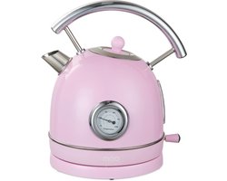 MOA Waterkoker Retro - 1,8 Liter - Elektrische Waterkoker - PFAS- & BPA-vrij - Anti Calcium Filter - RVS - 2200W - Pastel Roze