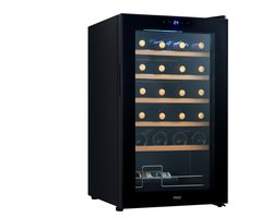 MOA Wijnkoelkast voor 24 Flessen - Wijnklimaatkast Vrijstaand met 1 Temperatuurzone - Wijnkoeler - Instelbaar tussen 5°C en 18°C - Inbouw - Zwart