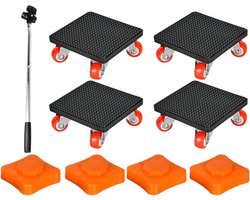 Möbelheber Set - Transportwielen - Meubels Verplaatsen - 360° Draaibaar - 500KG Draagkracht - Zwart