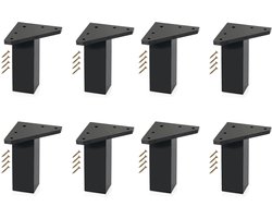 Möbelverhogers - Set van 4 Stevige Meubelpoten in Zwart met Vierkant Profiel