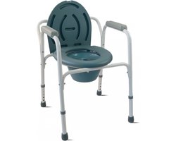 Mobiclinic Arroyo - Toiletstoel - Douchestoel - Opvouwbare - In Hoogte Verstelbare - Verrijdbare - Met deksel - Mobiele - Toiletemmer - Antislip - Armleuningen - Verchroomd Staal