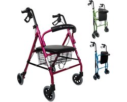 Mobiclinic Escorial - Rollator - Looprek met 4 wielen - Met remmen - Aluminium - Met Stoel en Rugleuning - Opvouwbare en Verstelbare in Hoogte - Wandelaar - Lichtgewicht - Tot 110 kg - Roze