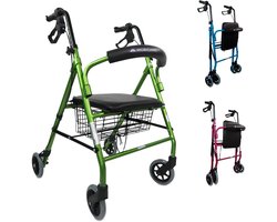 Mobiclinic Escorial - Rollator - Looprek met 4 wielen - Met remmen - Aluminium - Met Stoel en Rugleuning - Opvouwbare en Verstelbare in Hoogte - Wandelaar - Lichtgewicht - Tot 110 kg - Groen