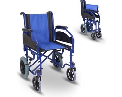 Mobiclinic Maestranza - Rolstoel Opvouwbare - Zitbreedte 45 cm - Travel rolstoel - Parkeerremmen - Staal - Afneembare voetsteunen - Opvouwbare en gevoerde armsteunen - Kleine wielen - Stevig - Blauw