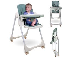Mobiclinic Simba - Kinderstoel - Met wielen - In hoogte verstelbaar - Inklapbaar - Verwijderbaar blad - Verstelbaar Baby Eetstoel - Steunharnas - 5-puntsgordel - Wielen met rem - Wasbare en afneembare stof - Kinderzitje - Groen