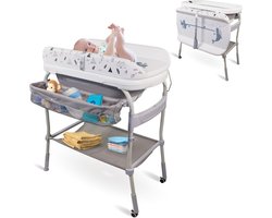Mobiclinic Trendy - Luiertafel met badje - Commode Baby - Luiertafel met Bad - Verzorgingstafel - Babybadje - Thermometer - Tot 50 kg - 0-36 Maanden