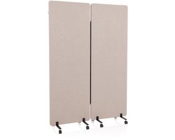 Mobiel akoestisch scheidingswand systeem FLEXMIUT Set van 2 taupe hjh OFFICE