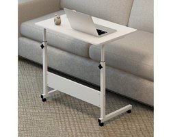 Mobiel bureau, Laptop tafel, Laptoptafel op wielen, Verstelbare laptoptafel,taptoptafel wit, witte taptop tafel, tablet tafel