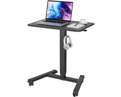 Mobiel Verstelbaar Sta Bureau Op Wielen - 65x45 CM Laptop Tafel - Hoogte Verstelbare Werktafel Met 4 Zwenkwielen - Bedtafel Voor Woonkamer Slaapkamer En Medisch Gebruik