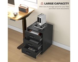 Mobiele 3-Lade Archiefkast Onder Bureau – Industrieel Design Zwarte Ladenkast voor Kantoor & Home Office – Compacte Opberger voor Documenten, Notities & Kantoorbenodigdheden