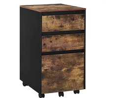 Mobiele archiefkast - Kantooropslag - Rollende archiefkast - Flexibele plaatsing, robuust en duurzaam, efficiënte opslag - Vintage houtnerf + zwart - 40 cm x 70 cm x 40 cm