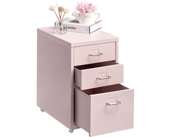 Mobiele archiefkast - Lichtroze - 28x41x66 cm - Metalen - 3 Laden