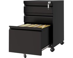 Mobiele Archiefkast met 3 Sloten en Wieltjes voor Thuiswerkplek