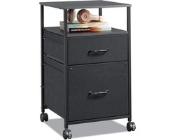 Mobiele Archiefkast - Rolkast Bureaukast - Kantoor Organiseren - Met Stoffen Laden - 101.6 x 76.2 x 76.2 cm - Zwart