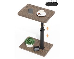 Mobiele Bijzettafel met Wieltjes – Verstelbare Hoogte en 360° Draaibaar – Stevig & Compact – Modern Minimalistisch