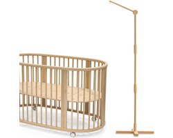Mobiele Houder voor Babybed en Kinderbed - Verstelbare Standaard van 100% Beukenhout