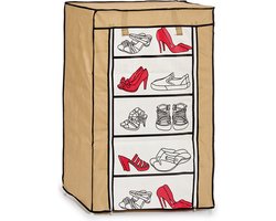 Mobiele opvouwbare kledingkast/garderobekast 60 x 90 cm beige - Camping/zolder