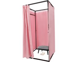 Mobiele Paskamer Met Gordijn 100x100x200 Roze Draagbare Kleedkamer Kledingwinkel Voor Kledingwinkel Winkelcentrum