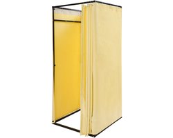 Mobiele Paskamer Met Gordijn 85x85x200cm Lichtgeel Draagbare Kleedkamer Kledingwinkel Voor Kledingwinkel Winkelcentrum