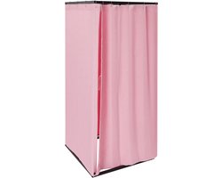 Mobiele Paskamer Met Gordijn 85x85x200cm Lichtroze Draagbare Kleedkamer Kledingwinkel Voor Kledingwinkel Winkelcentrum