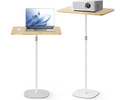 Mobiele statafel laptopbureau - verstelbare hoogte 46-120 cm - staande werkplek voor studio - mobiele computertafel voor kantoor - bed bank - wit