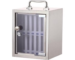 Mobiele Telefoon Lockerkast - Draagbare Veilig Opbergdoos voor Smartphones in Zilver (Maat: 36 & 24)