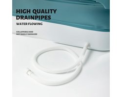 Mobiele Vrijstaande Badkuip voor Kleine Badkamers – Compact Ovaal Bad 100L met Nekkussen, Afvoerslang en Zeepmand – Lichtgewicht Kunststof Bad van Industrial Home – Ideaal voor Thuisontspanning