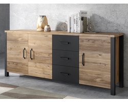 Mobistoxx Dressoir OLIANNE 3 deuren 3 lades appenzeller sparren/zwart