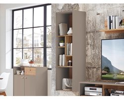 Mobistoxx Muurkast CALCUTTA 6 vakken steengrijs/eiken navarra