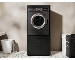 Mobistoxx WASTMACHINEKAST Washing, Kast voor wasmachine of droogkast met lade voor wasmand, zwart, universeel