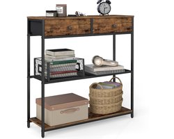 MOBO - Consoletafel - Sidetable met lades - Bijzettafel - Wandtafel - Haltafel - Console - Hout/staal - Industrieel - Decoratie