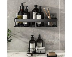 MOBO - Doucherek - Shampoo rek zonder boren - Zeeprekje - Wandrekje - Badkamer accessoires - Ophangbaar - Hangend - Zwart