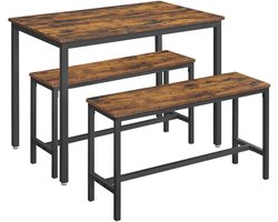 MOBO - Eettafel met banken - Tafel - Keukentafel - Twee banken - 4-Persoons eettafel - Eettafel met stoelen - 70X110X75 cm