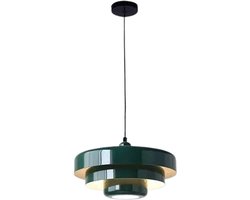 MOBO - Hanglamp Groen Retro Taartvorm - Lampen 2026 - Lamp Eetkamer - Slaapkamer - Keuken - Hanglampen - Vintage - Glas - Laags