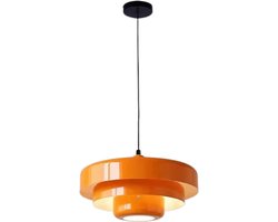 MOBO - Hanglamp Oranje Retro Taartvorm - Lampen 2026 - Lamp Eetkamer - Slaapkamer - Keuken - Hanglampen - Vintage - Glas - Laags